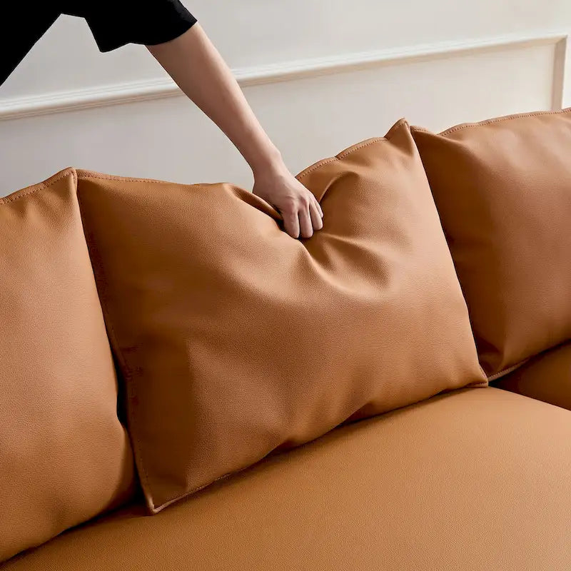 L-Shaped Leather Sectional Sofa with Chaise  Large Luxe Couch for Living Room