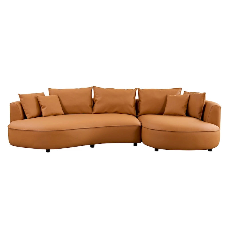 L-Shaped Leather Sectional Sofa with Chaise  Large Luxe Couch for Living Room