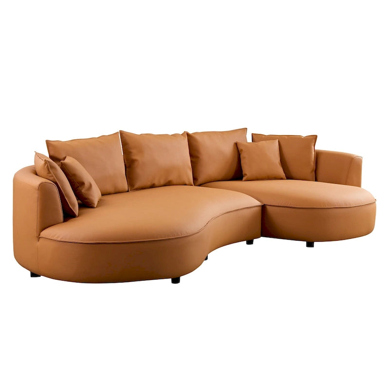 L-Shaped Leather Sectional Sofa with Chaise  Large Luxe Couch for Living Room