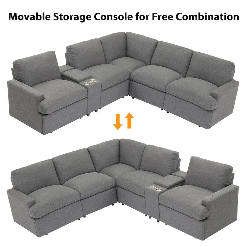 104 Power Recliner Corner Sectional Sofa Home Theater Reclining Sofa with Storage Box, Cup Holders, USB Ports and Power Socket