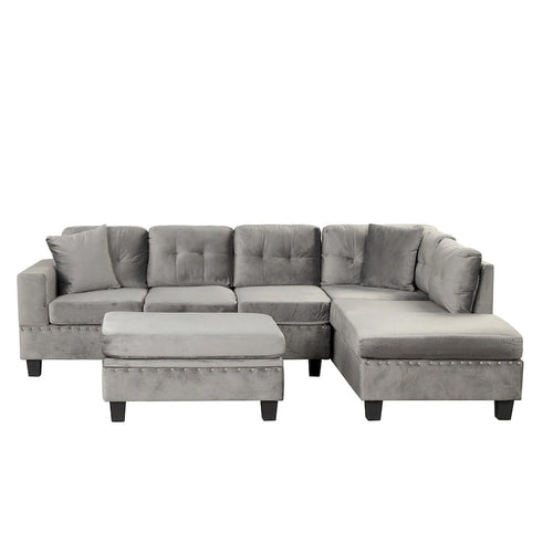 104.5-inch Modern L-shaped Sectional Sofa with Storage Ottoman and Reversible Chaise - 104.5W x 74.5D x 33.5H