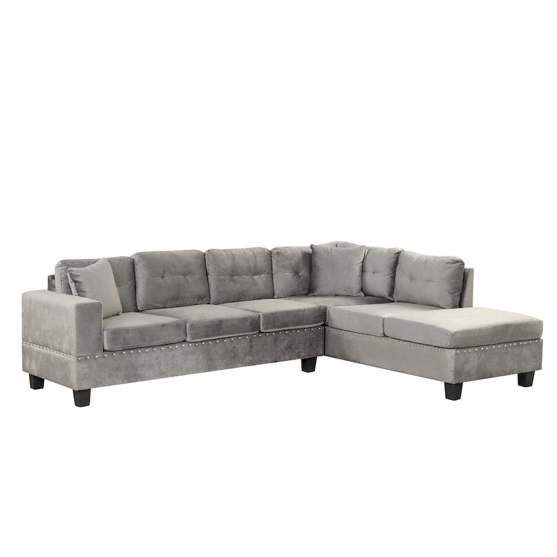 104.5-inch Modern L-shaped Sectional Sofa with Storage Ottoman and Reversible Chaise - 104.5W x 74.5D x 33.5H
