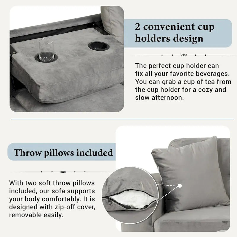 104.5-inch Modern L-shaped Sectional Sofa with Storage Ottoman and Reversible Chaise - 104.5W x 74.5D x 33.5H