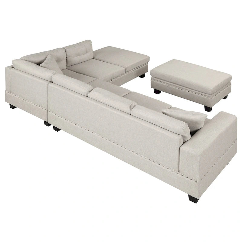 104.5-inch Modern L-shaped Sectional Sofa with Storage Ottoman and Reversible Chaise - 104.5W x 74.5D x 33.5H