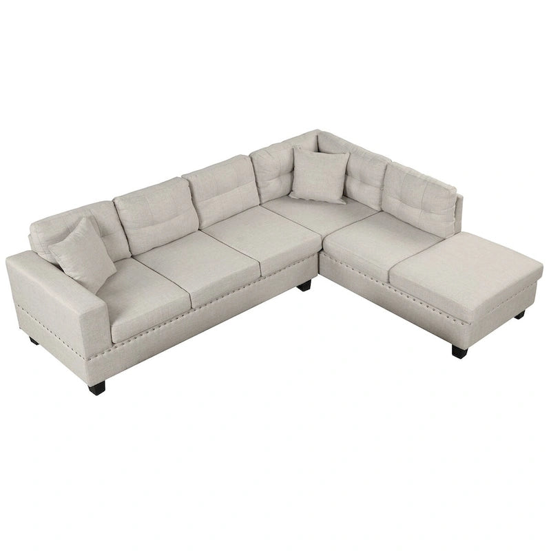 104.5-inch Modern L-shaped Sectional Sofa with Storage Ottoman and Reversible Chaise - 104.5W x 74.5D x 33.5H