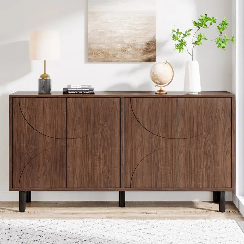 4-Door Sideboard Buffet Cabinet – Brown, Industrial Style