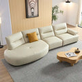 Leather Sectional Curved Shaped Sofa Couch for Living Room,Upholstered 4-Seat Sofa Set