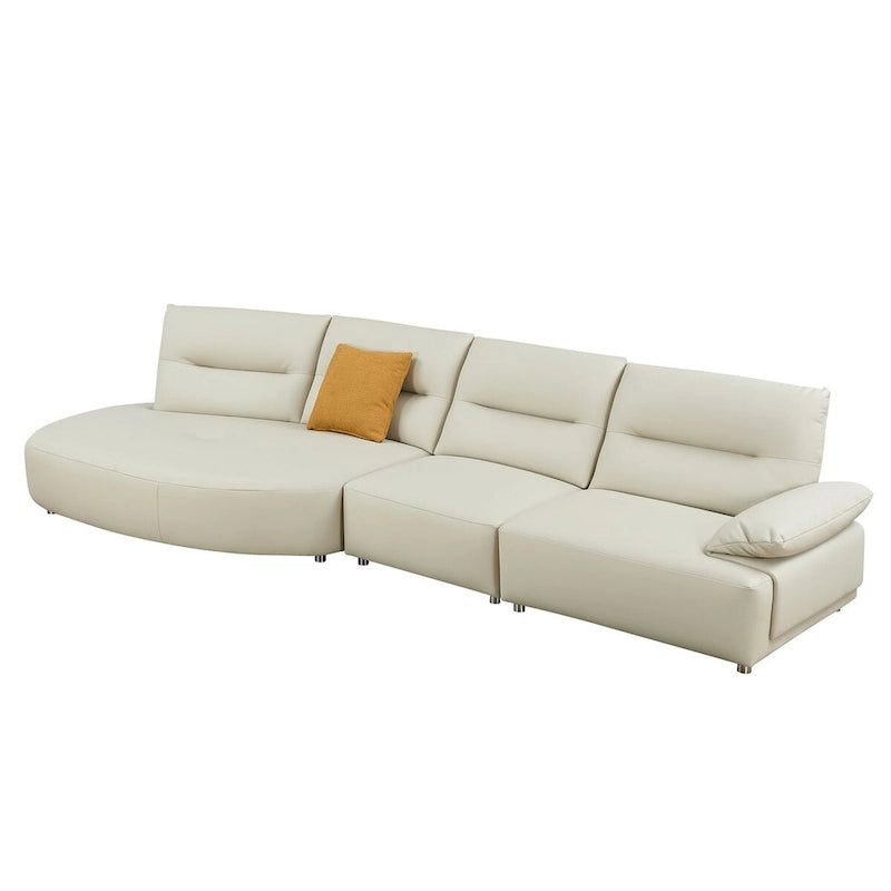 Leather Sectional Curved Shaped Sofa Couch for Living Room,Upholstered 4-Seat Sofa Set