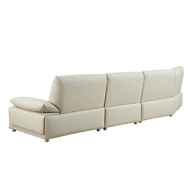 Leather Sectional Curved Shaped Sofa Couch for Living Room,Upholstered 4-Seat Sofa Set