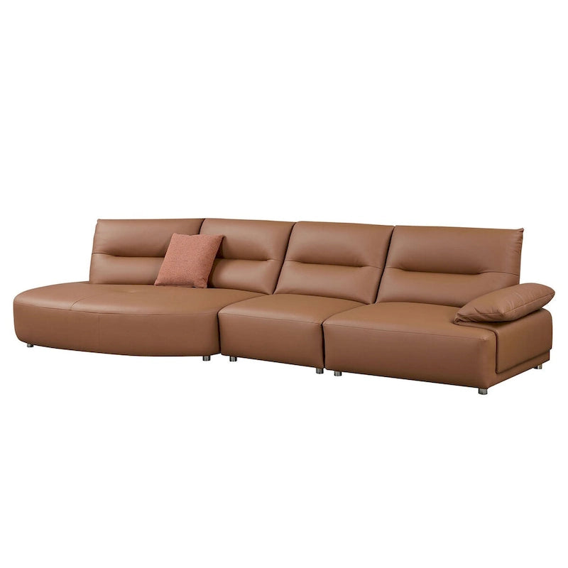 Leather Sectional Curved Shaped Sofa Couch for Living Room,Upholstered 4-Seat Sofa Set