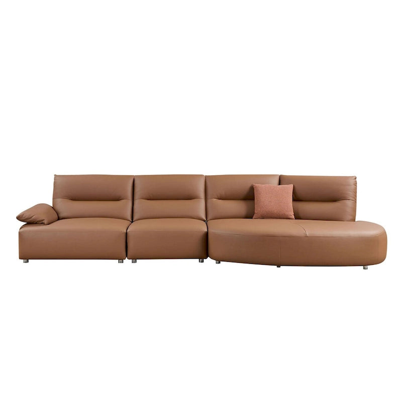 Leather Sectional Curved Shaped Sofa Couch for Living Room,Upholstered 4-Seat Sofa Set