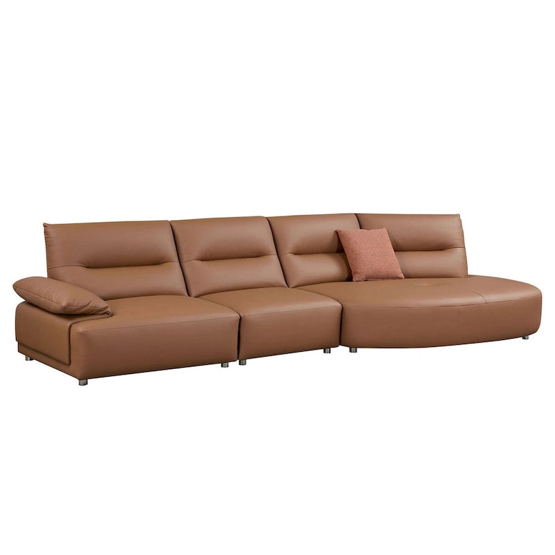 Leather Sectional Curved Shaped Sofa Couch for Living Room,Upholstered 4-Seat Sofa Set