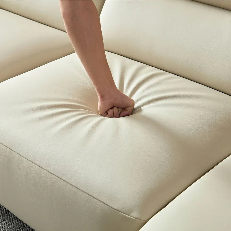 Leather Sectional Curved Shaped Sofa Couch for Living Room,Upholstered 4-Seat Sofa Set