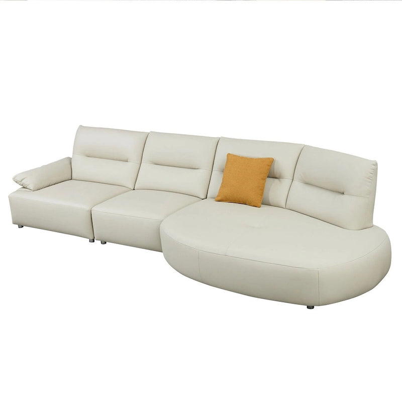 Leather Sectional Curved Shaped Sofa Couch for Living Room,Upholstered 4-Seat Sofa Set