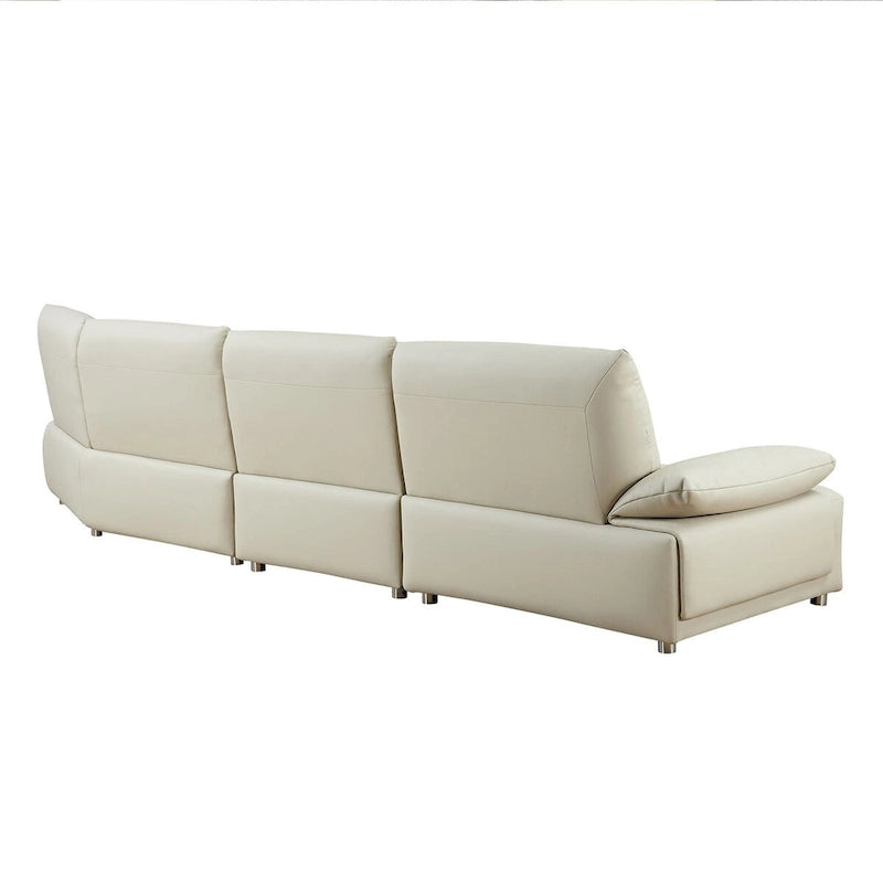 Leather Sectional Curved Shaped Sofa Couch for Living Room,Upholstered 4-Seat Sofa Set