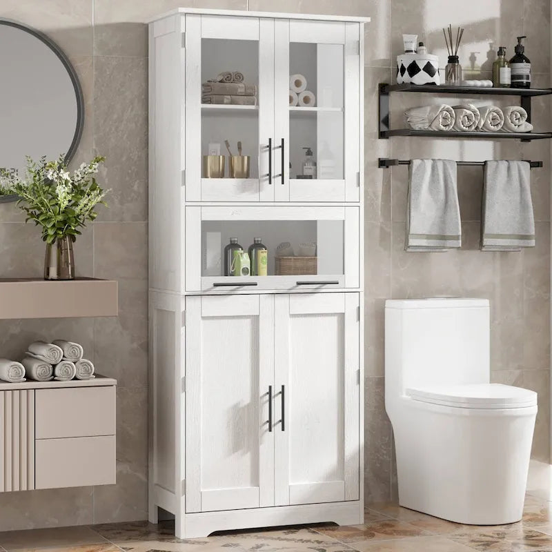 Tall Cabinet with Doors and Adjustable Shelf, Kitchen , Bathroom - N/A