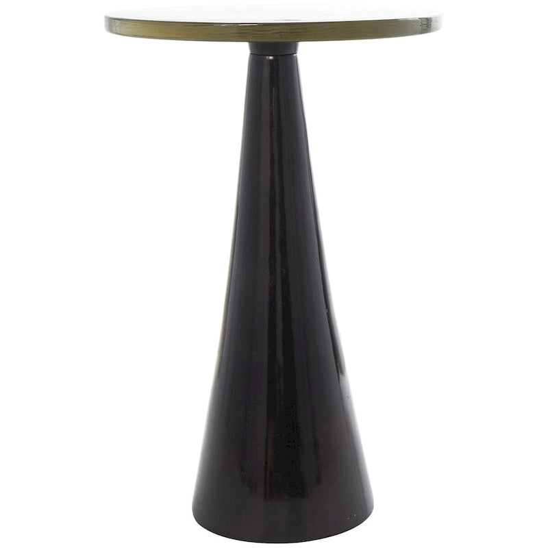 Geometric Cone Aluminum Side Table with Textured Glass Top – Black / Gold, Modern Style