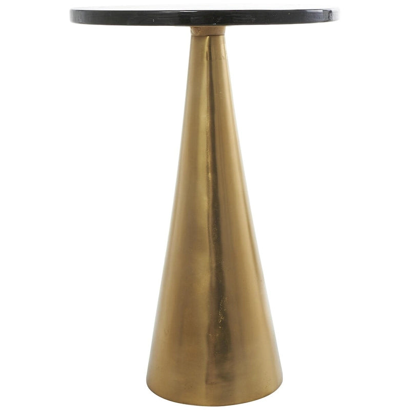 Geometric Cone Aluminum Side Table with Textured Glass Top – Black / Gold, Modern Style