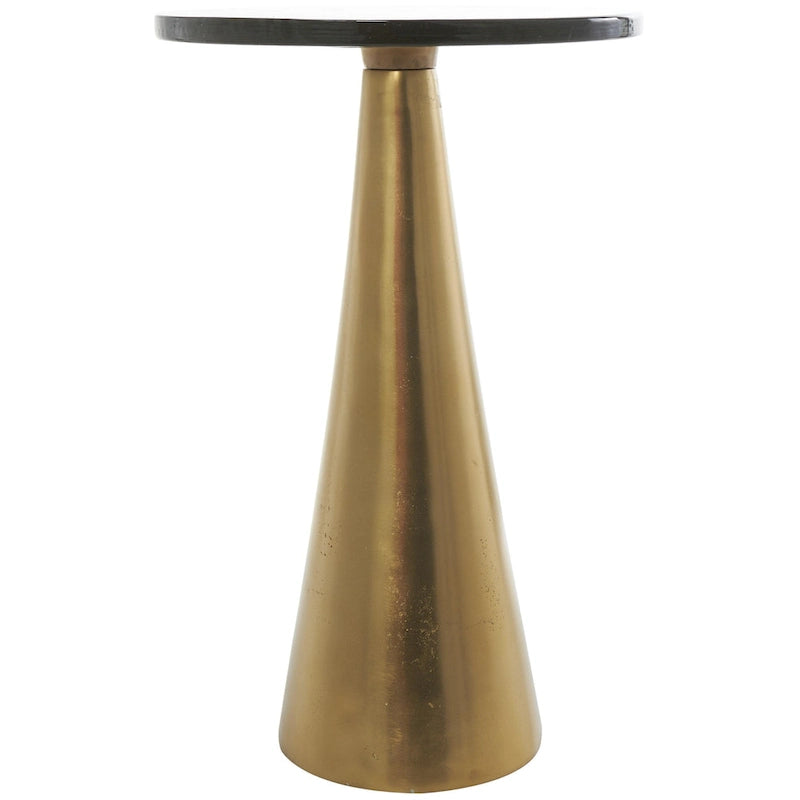 Geometric Cone Aluminum Side Table with Textured Glass Top – Black / Gold, Modern Style