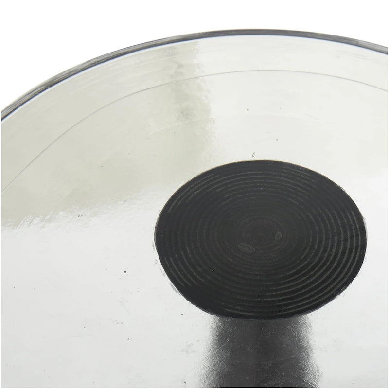 Geometric Cone Aluminum Side Table with Textured Glass Top – Black / Gold, Modern Style